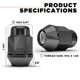 thumbnail image 2 of Tuerca de rueda White Knight M12x1.50 Negro cromo - Pack de 20, 2 of 7