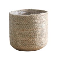 Magideal - Cesta Para Plantas, Cesta De Almacenamiento Redonda Con Revestimiento De Pp, Contenedor Tejido A Mano, Macetas Para Jardín, Balcón Interior Y Exterior Medio