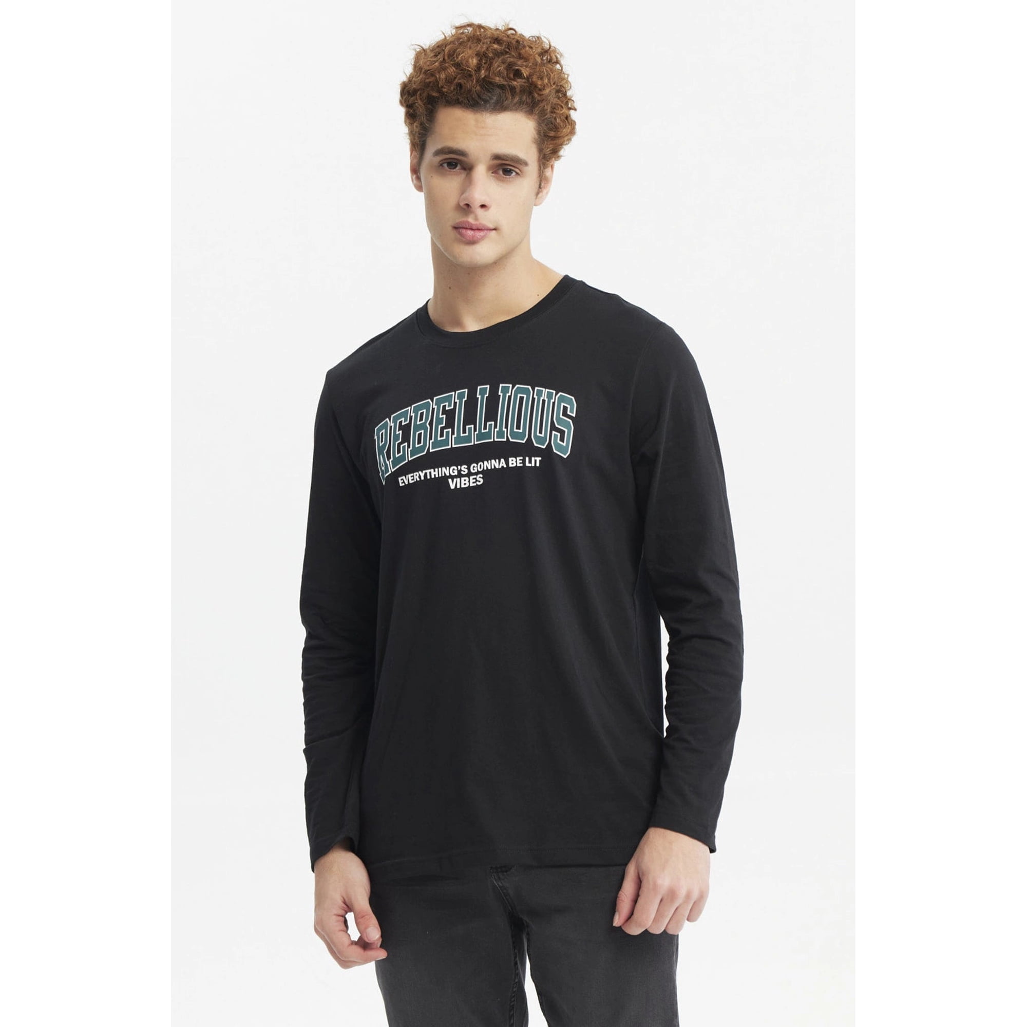 Fashionspark - Polera Hombre Larga Con Print Negro