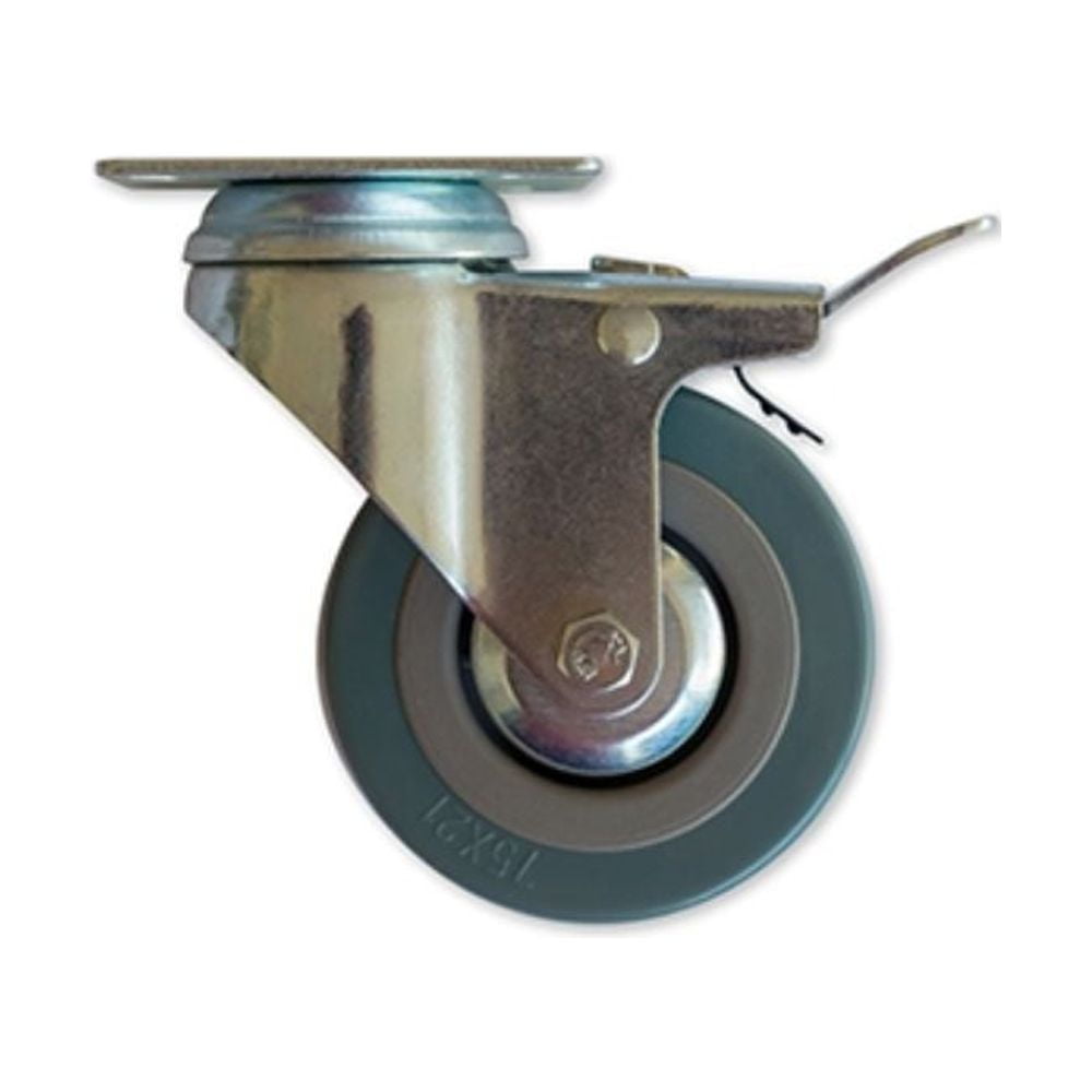 Rueda Pvc 75 Mm 60 Kg Con Freno Hbt Azul