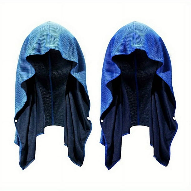 2pcs Cooling Hoodie Towel For Men And Women, UV Protection, Drying Fast, Absorbent Cooling Towels For Neck And Face, Cooling Head Towels For Camping, Workout, Cycling,Golf, Running, Hiking, GYM, Cooli