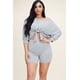 thumbnail image 1 of Conjunto de Dos Piezas de Top Holgado y Shorts con Hombros Descubiertos y Lazo en la Parte Delantera de Felpa Francesa Lisa L, 1 of 9
