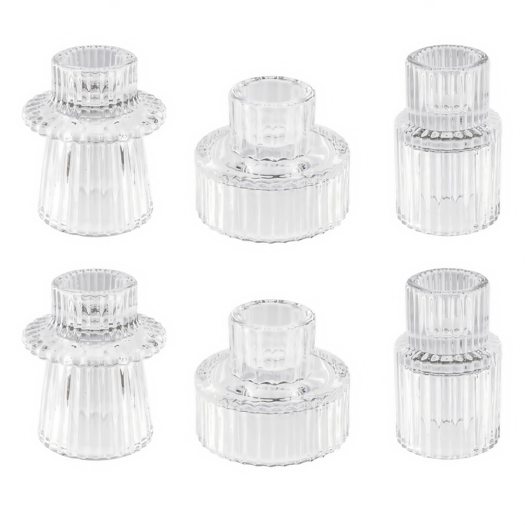 Xusx111 - Soportes De Velas De Vidrio Soportes De Velas De Tealight Para Piezas Centrales De Mesa, Decoración De Boda Y Cena (6 Piezas, Transparente)