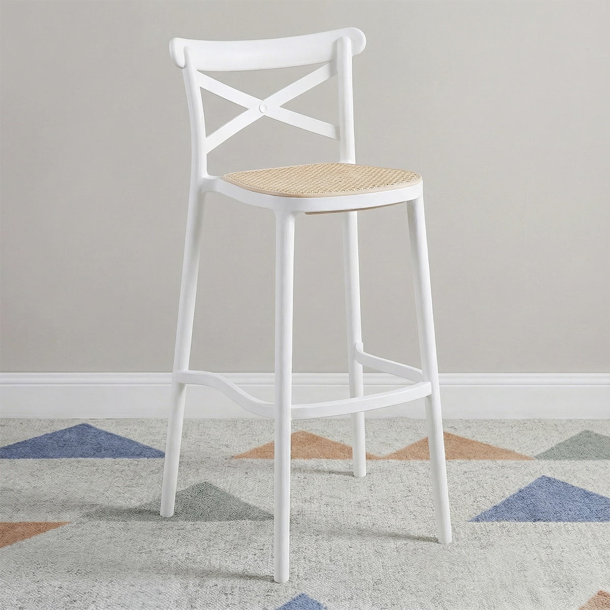 Venhoouse - Taburete Crossback Danubio 75cm Piso Bar O Terraza Apilable Blanco