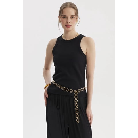 Fashionspark - Polera Peto Mujer Básico Liso Rib Negro
