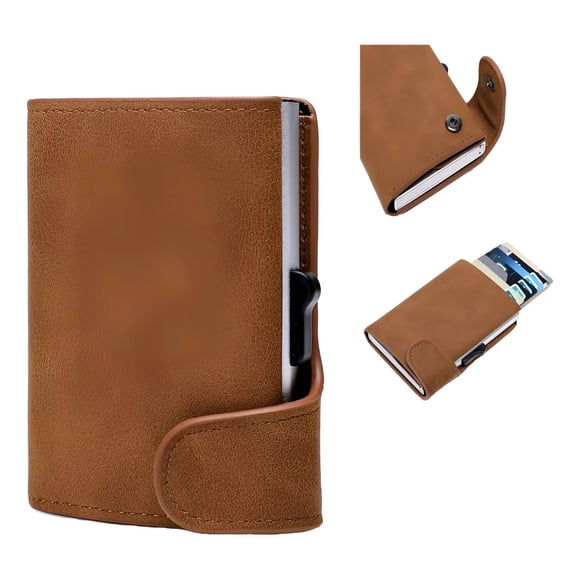Billetera Minimalista Hombre Cuero Tarjetero Automático Rfid