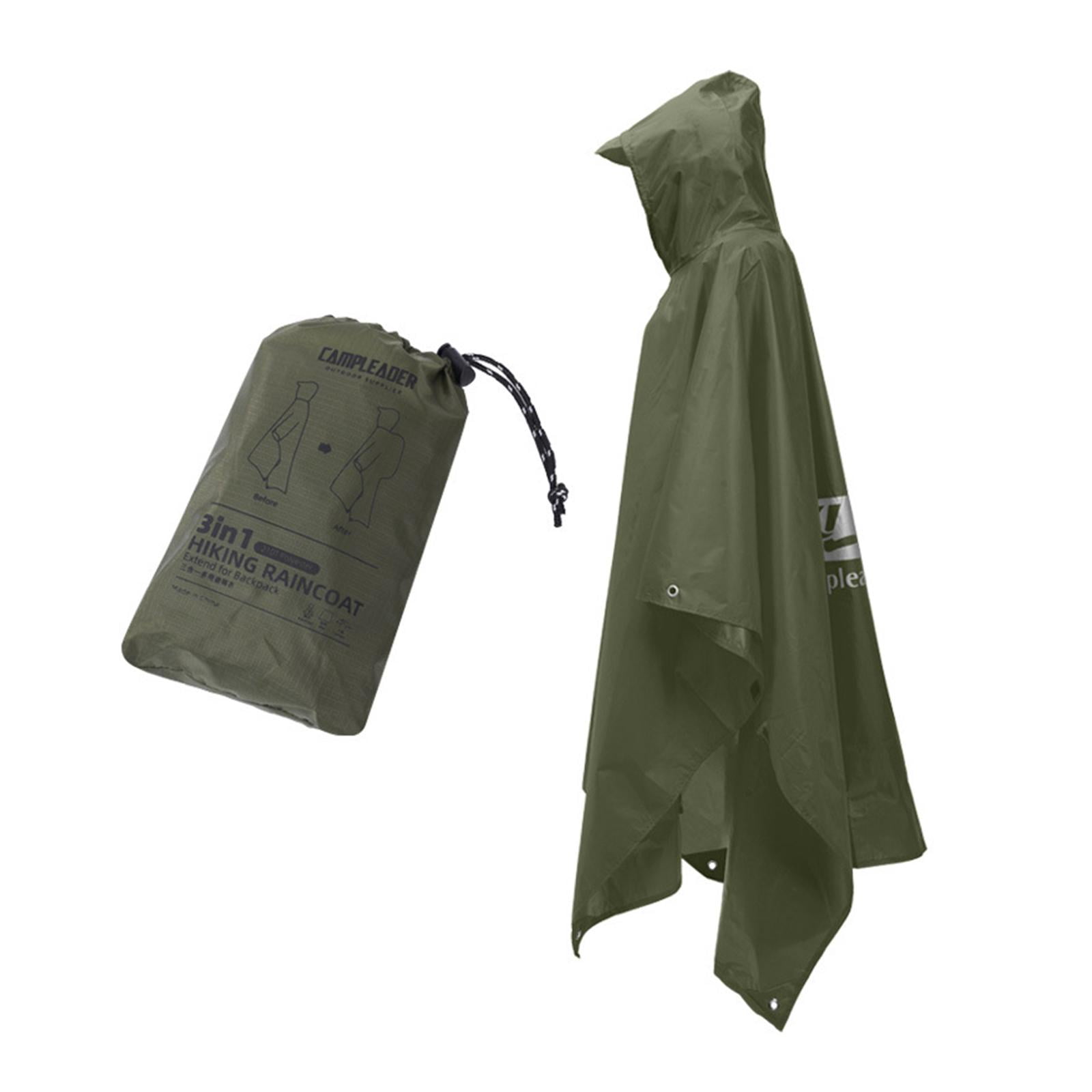 Ioensy - Poncho De Lluvia Con Capucha Chaqueta Impermeable 3 En 1 Para Escalada Al Aire Libre Verde Oscuro
