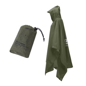 Ioensy - Poncho De Lluvia Con Capucha Chaqueta Impermeable 3 En 1 Para Escalada Al Aire Libre Verde Oscuro