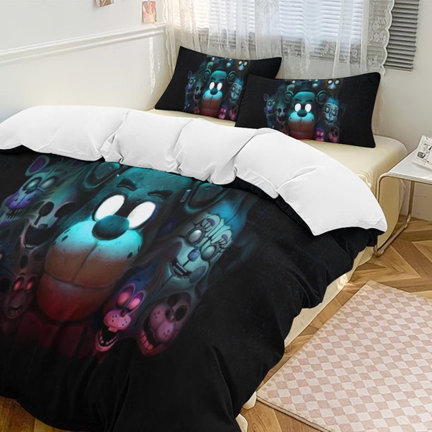 Five Nightat Freddy Quilt Set Thicken Soft 3 Pieces Bedding Set All Season Duvet Cove with 2 Pillowcases for Adult Women Girls Teens Home Room Decor
