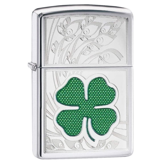 Mechero de bolsillo Zippo Clover Design, cromado muy pulido