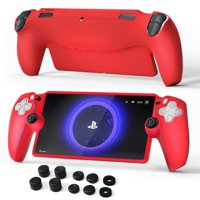 Genérico - Funda Protectora Para Playstation Portal,8 Tapas De Agarre Del Pulgar 2 Anillos De Precisión Para La Funda De Silicona Suave Ps Portal-Rojo
