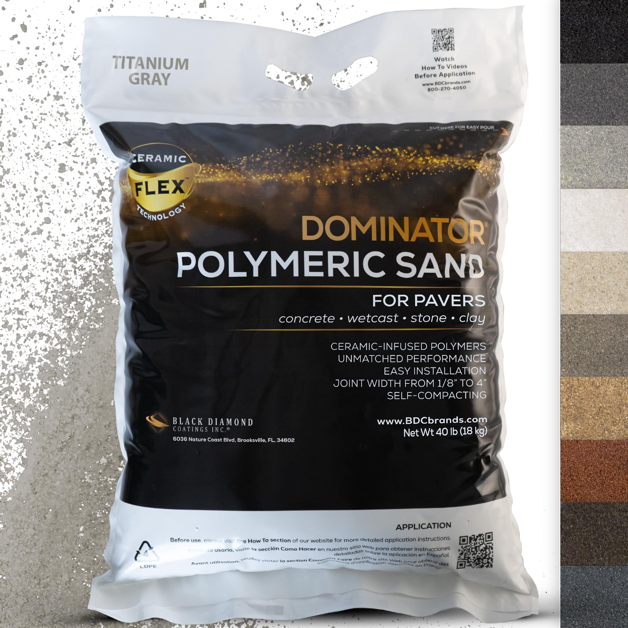 Arena Polimérica Dominator Gris Titanio 18,14 Kg Para Adoquines