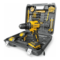Erux - Taladro Atornillador / Percutor 21V + Set De Herramientas Amarillo 50Hz