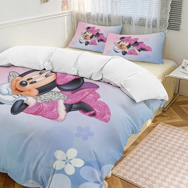 Minnie MouseCartoon Collection 3-Piece Comforter Set, Personalized Bedding Decor for Kids And Teens Bed Sheets