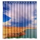 thumbnail image 1 of Cortina de ducha de cielo y tierra amarilla, juego de cortina de baño con ganchos, tamaño 66 x 72 pulgadas, 1 of 3