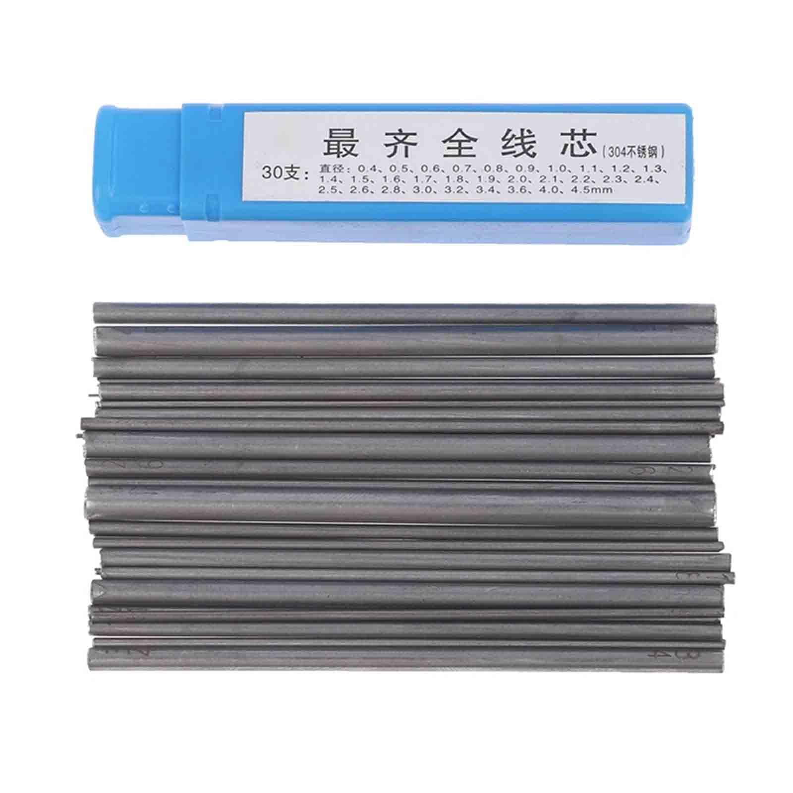 Ioensy - 30x Varillas Sólidas De Acero Inoxidable, Núcleo De Alambre, Anillos Para Collar, Fabricación De 0,4mm A 4,5mm