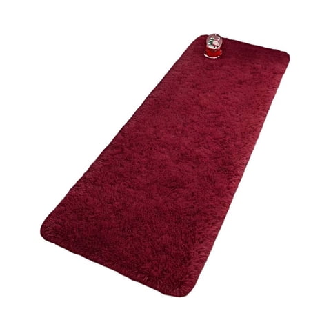 Fei Ya - Juego Por 2 Alfombra Pasillera Peluda Liviana 70X150 Ultra Suave Burdeo