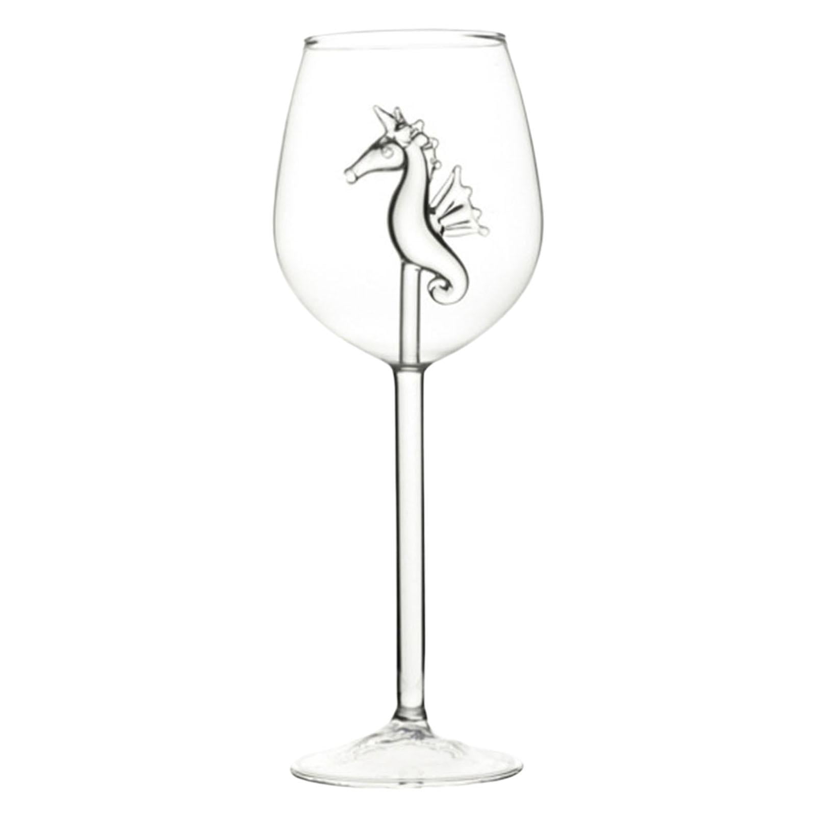Magideal - Copa De Vino Tinto Única, Copa De Vidrio De Borosilicato Alto, Copas De Vino De Colección De 300ml Para Bar, Ceremonia De Aniversario, Ktv Hipocampo