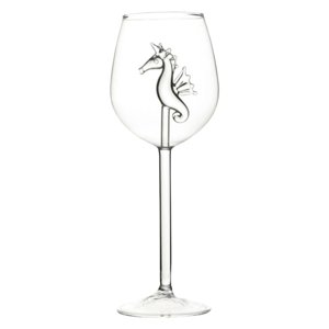 Magideal - Copa De Vino Tinto Única, Copa De Vidrio De Borosilicato Alto, Copas De Vino De Colección De 300Ml Para Bar, Ceremonia De Aniversario, Ktv Hipocampo