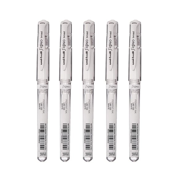 Bolígrafo de gel Sanford Signo Broad blanco (paquete de 5)