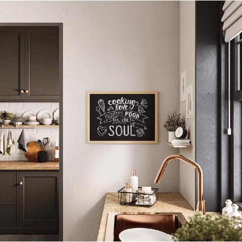 Genérico - Pizarra Negra Tiza 60X90 Cm Marco Madera Negro