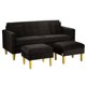 thumbnail image 3 of Sofa New Retro 3 Cuerpos Más 2 Pouf Felpa 01 Negro, 3 of 5