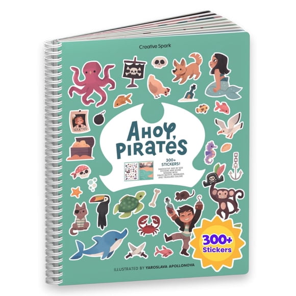 Libro de pegatinas Cupkin Pirate con más de 300 pegatinas para niños de 3 a 5 años