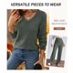 thumbnail image 3 of Conjunto RUMIA para mujer: suéter con cuello en V y pantalón de pierna ancha, 3 of 3