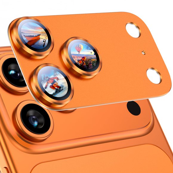 Protector metálico naranja para lente de cámara de iPhone 17 Pro Max Uyiton