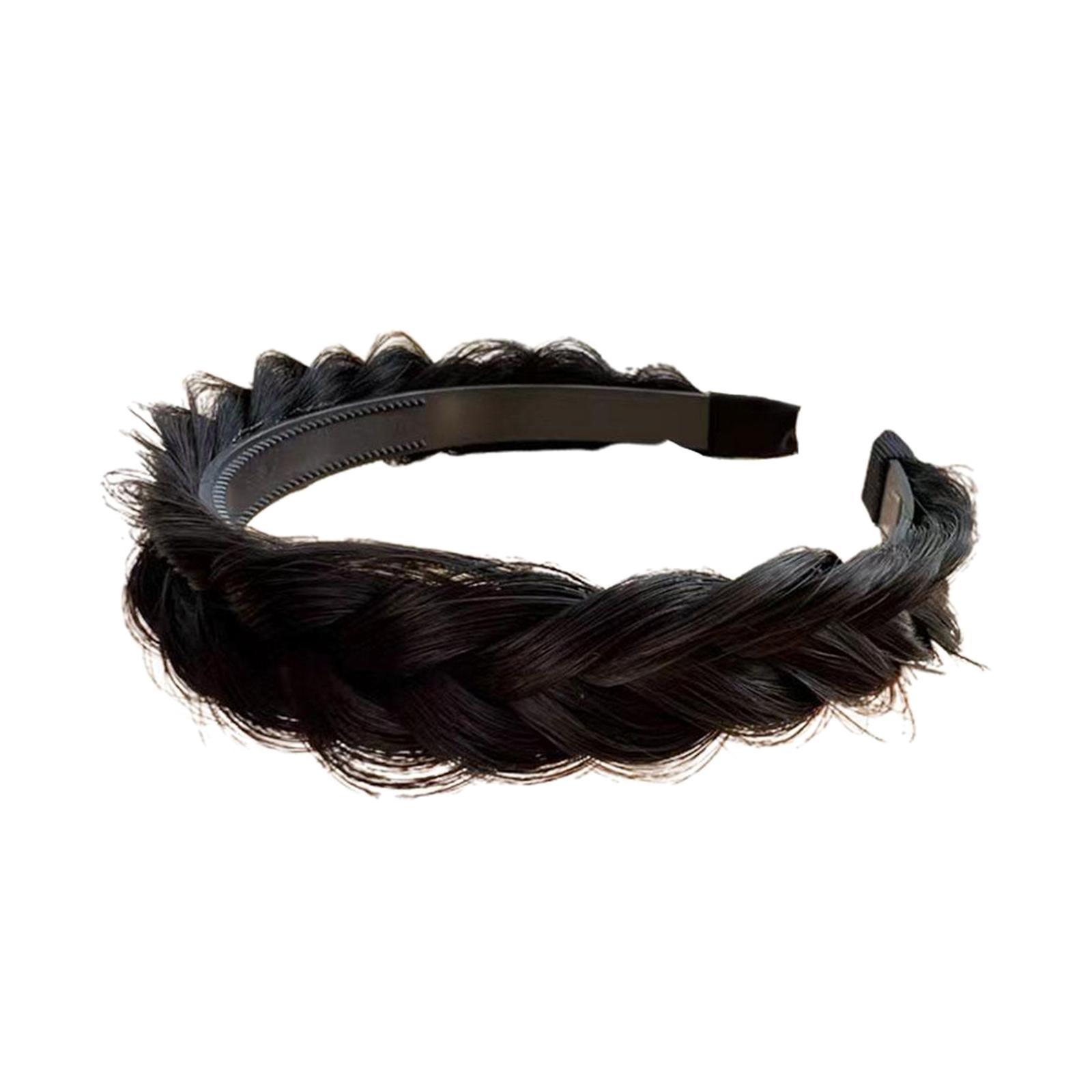 Bothyi - Diadema Trenzada Para El Cabello, Diadema Trenzada Hecha A Mano, Banda Para El Cabello Gruesa Para Mujer, Color Negro