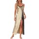 thumbnail image 1 of INSPIRE CHIC Camisón de Satén para Mujer Largo con Encaje de Seda Escote en V Vestido de Dormir con Abertura Frontal y Tirantes Ajustables M Champán, 1 of 6
