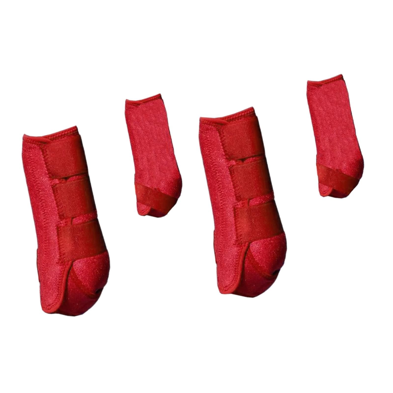 Ioensy - 4X Botas De Caballo Soporte Reutilizable Protección Transpirable Cómodas Cubiertas De Piernas S Rojo