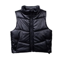 Pillin - Parka Niña Sin Mangas Eco Cuero Negro