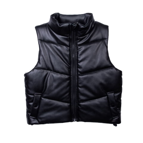 Pillin - Parka Niña Sin Mangas Eco Cuero Negro