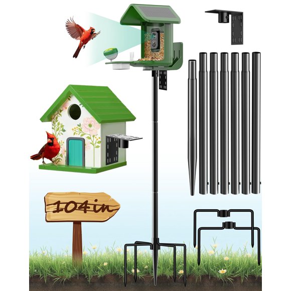 Poste para Alimentador de Aves VIUBIRD 264 cm 25 mm de Diámetro Negro