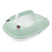 Magideal - Caja De Arena Para Gatos, Fácil De Limpiar, Marco Extraíble Portátil, Inodoro Profundo, Suministros Para Mascotas Semicerrados, Inodoro Para Mascotas Color Verde L