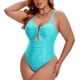 thumbnail image 4 of Agnes Orinda Traje de Baño de Una Pieza para Mujer Tallas Grandes Control de Abdomen con Alambre en V y Corte Push Up para Fiesta en la Playa 2X Verde Azulado, 4 of 9