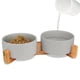 thumbnail image 1 of Cerámica perro y gato cuenco con soporte de madera antideslizante esmalte mate ponderado alimento agua conjunto para gatos y perros pequeños 13.5OZ, 1 of 3
