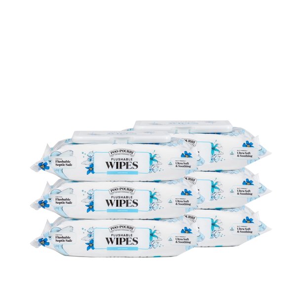 Poo~Pourri Toallitas Descartables sin Fragancia - Pack de 6 (300 unidades), Seguras para Séptico