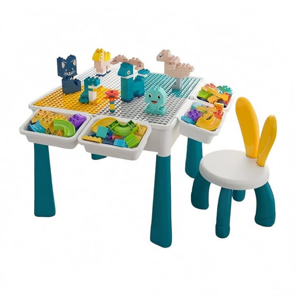 Mesa de Bloques Didáctica Multifuncional 209 Piezas y 1 Silla By LuBabycas