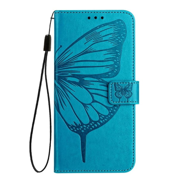 Funda Cartera Mariposa Para Samsung Galaxy A16 5g Con Soporte Y Ranuras Para Tarjetas Azul