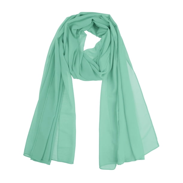 INSPIRE CHIC Bufanda de Chifón Sólida para Mujer de Regreso a Clases Ligera Suave Transparente Larga Envoltura para la Cabeza Chal Bufandas Verde Aguamarina 68.9x27.6 pulgadas