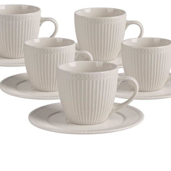 Set 6 Tazas + 6 Platos Té o Café Porcelana Abbey 210 ml