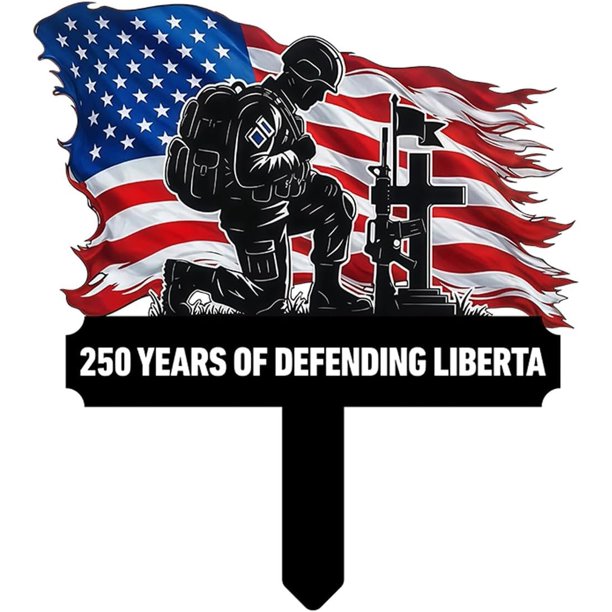 Estaca jardín metal 250 años defendiendo hierro patriótica decoración 4 julio