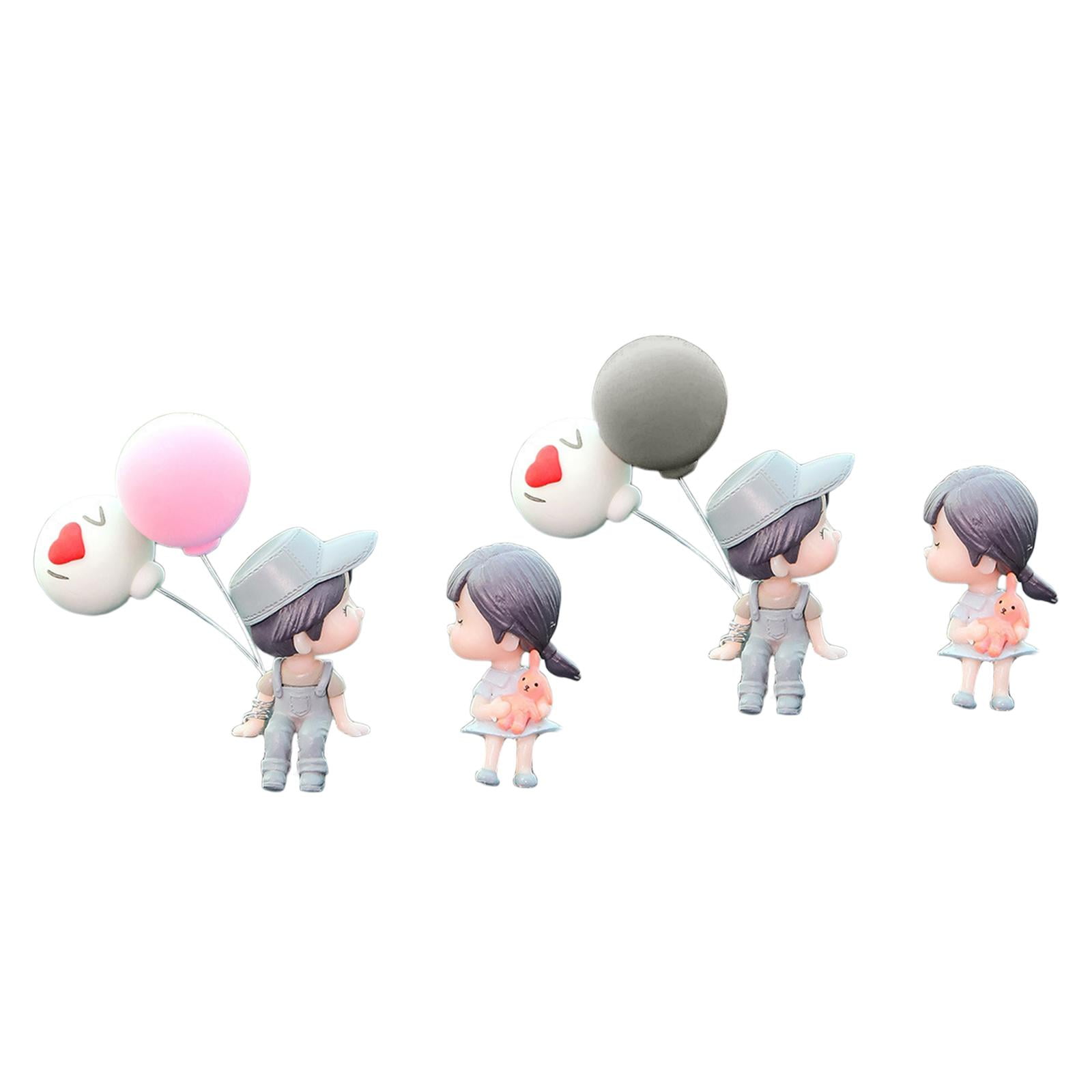 Magideal - 2 Piezas Decoración Para Tablero De Auto Figuras Pareja Muñecos Globos Pvc Duradero Estilo Divertido Adecuado Para Regalo Dormitorio Oficina Coche Muñeca Pareja Gris