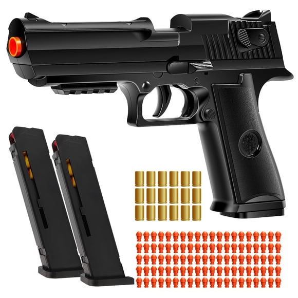 Pistola de juguete Calithor con expulsión automática de proyectiles con 100 balas blandas