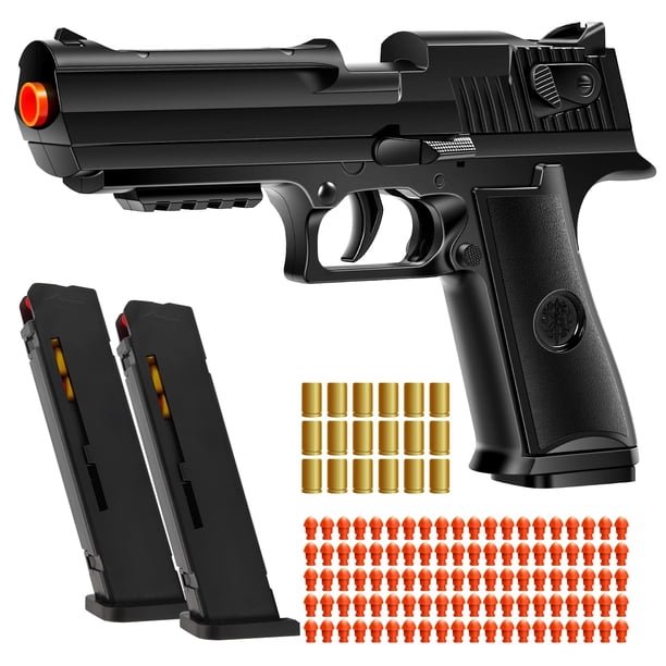 Pistola de juguete Calithor con expulsión automática de proyectiles con 100 balas blandas