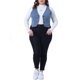 thumbnail image 2 of Chaleco de mezclilla sin mangas con cuello en V y botones para mujer de talla grande Agnes Orinda, para escuela o universidad, chaqueta casual de jean, 2X azul claro, 2 of 6
