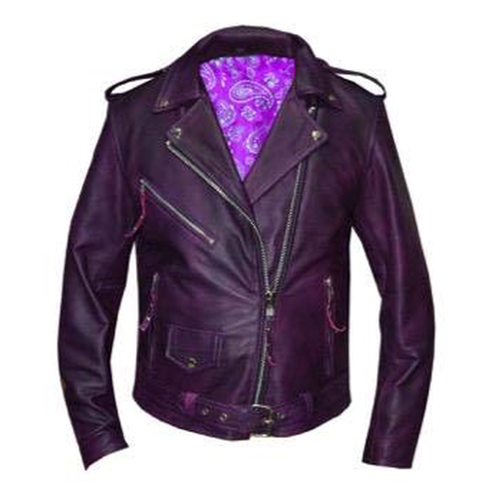 Chaqueta Unik International De Piel De Cordero Morada Para Mujer Talla L