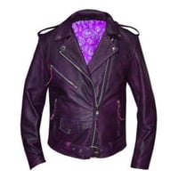 Chaqueta Unik International De Piel De Cordero Morada Para Mujer Talla L